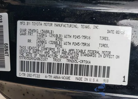 2016 Toyota Tacoma Sr5 from USA, damaged, VIN 5TFRX5GNXGX063187